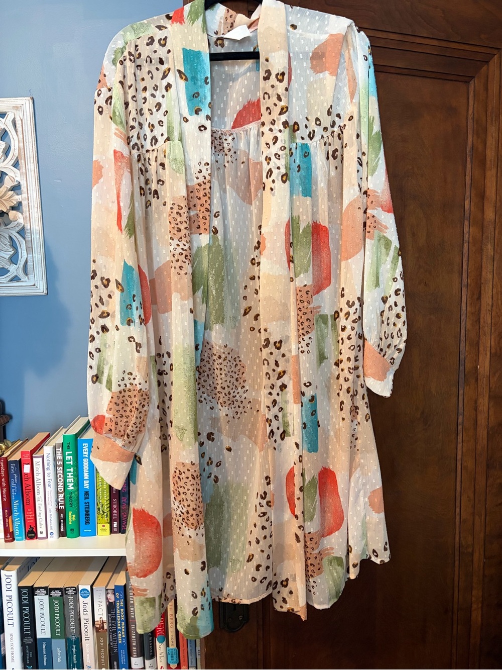 Multicolor Sheer Printed Duster Cardigan - Lightweight Cape